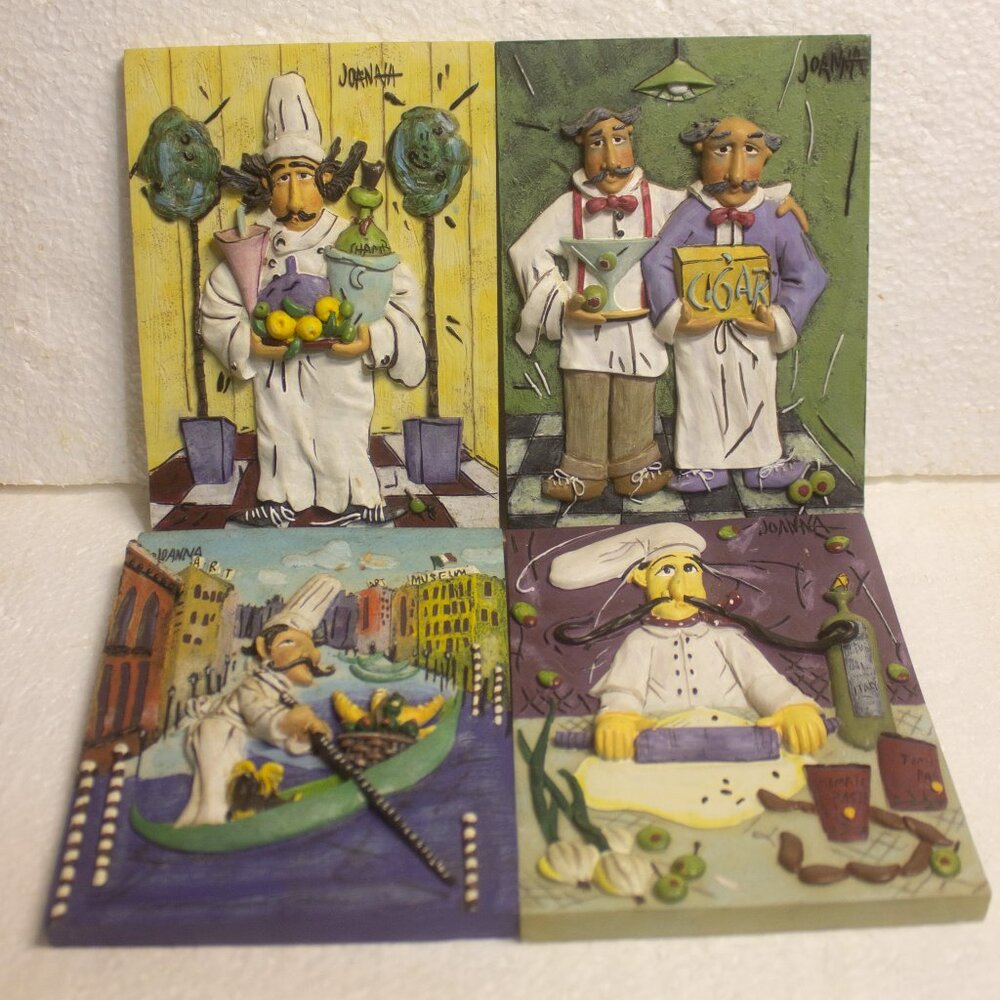 Joanna 4 set of 3D Resin Wall Plaques Each Chef Themed